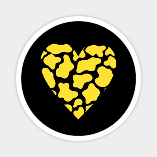 Cow Print Yellow Heart Design Magnet